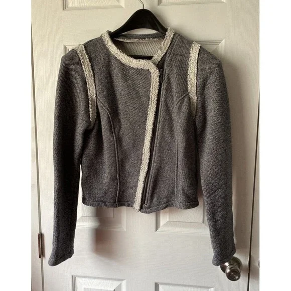 Gap Blue Asymmetrical Knit Zip Blazer Moto Jacket Size Medium - Picture 1 of 4